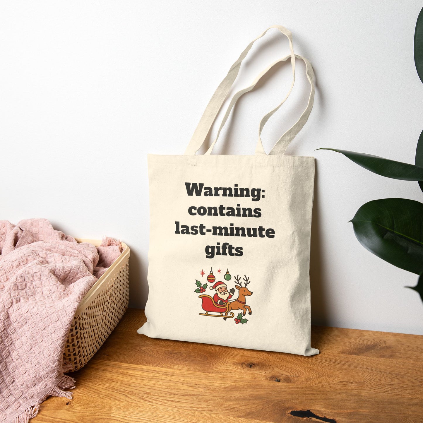 Stylish Cotton Tote Bag ''Warning: contains last-minute gifts''
