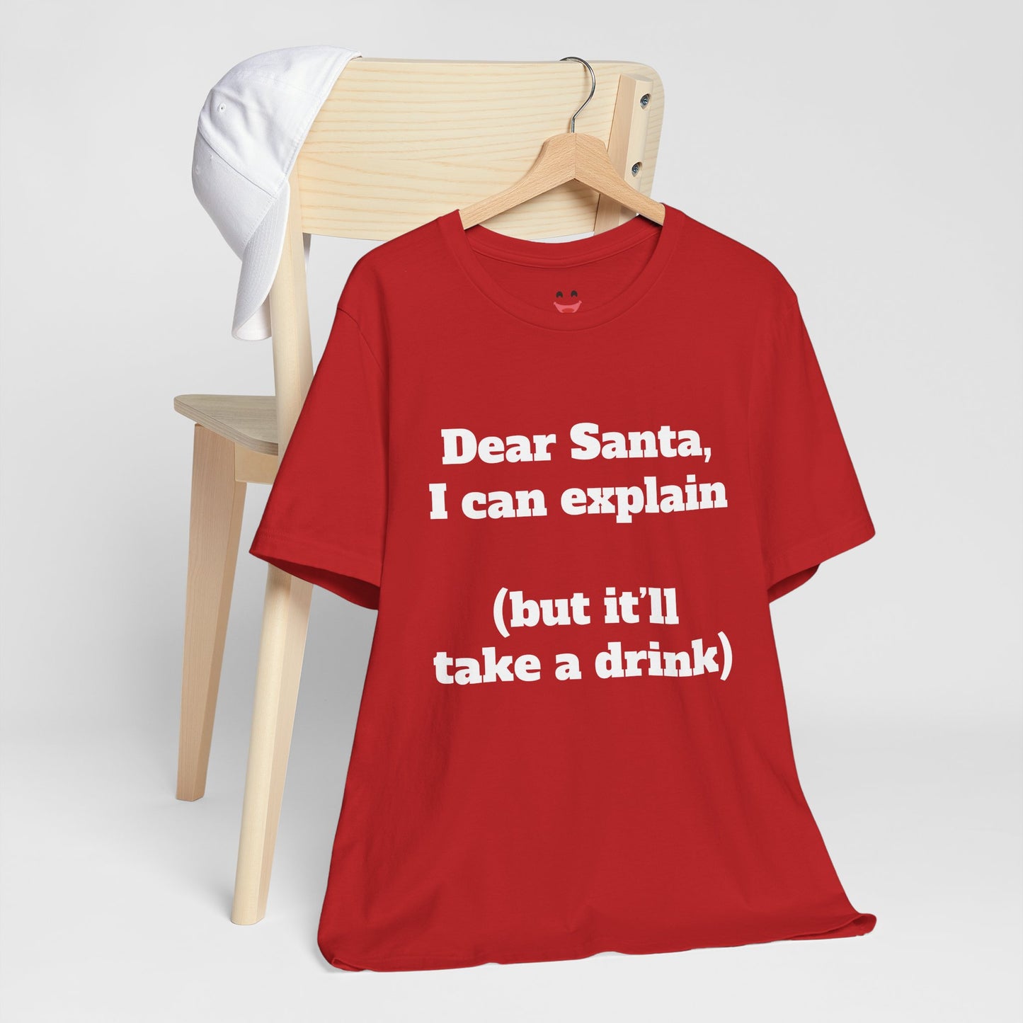 Festive Short Sleeve Tee - "Dear Santa, I can explain  (but it’ll take a drink)"