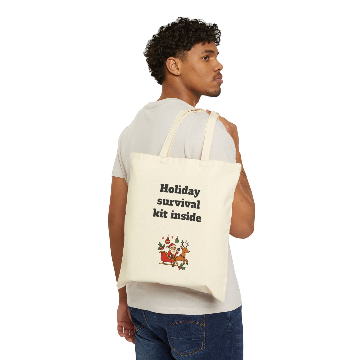 Stylish Cotton Tote Bag ''Holiday survival kit inside''