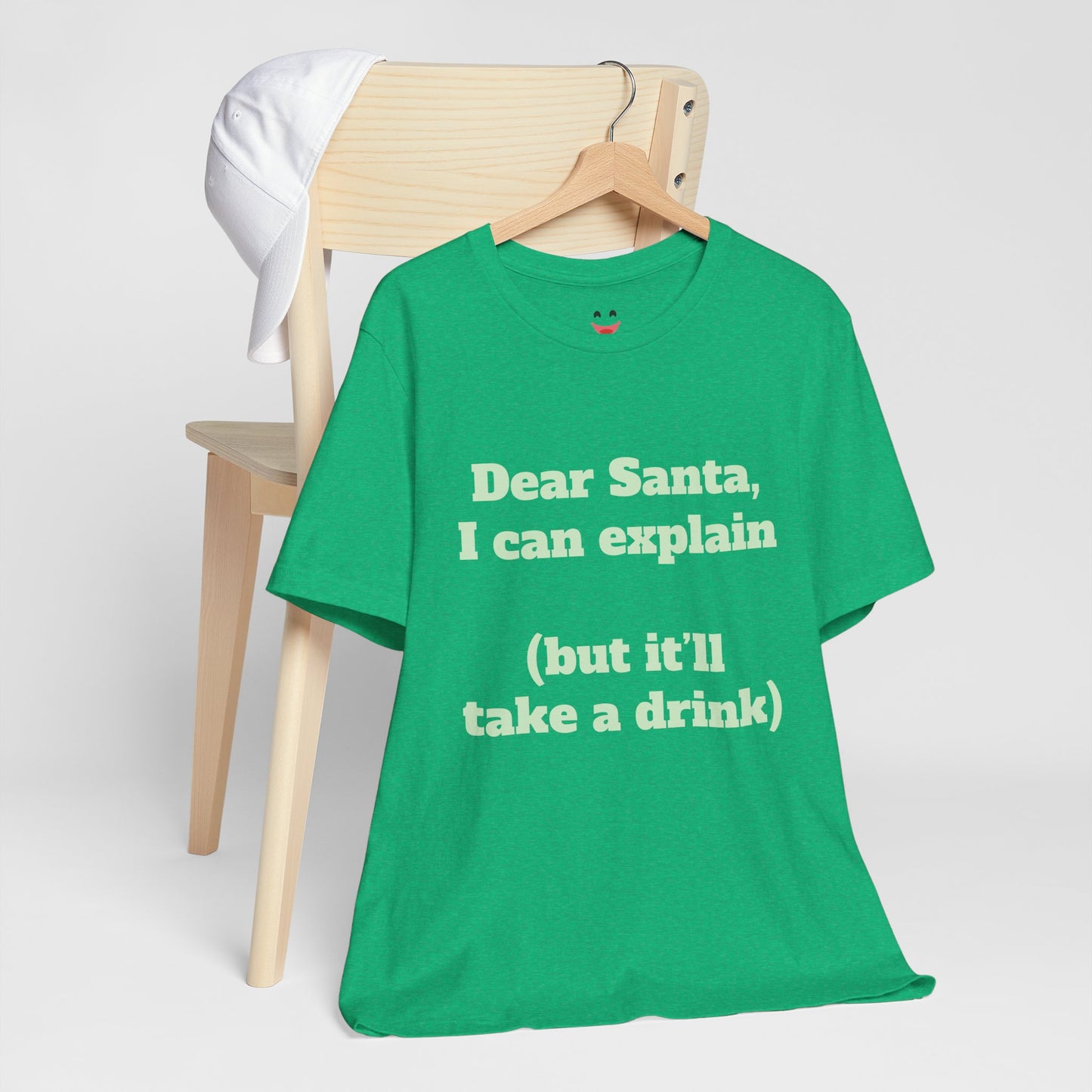 Festive Short Sleeve Tee - "Dear Santa, I can explain  (but it’ll take a drink)"