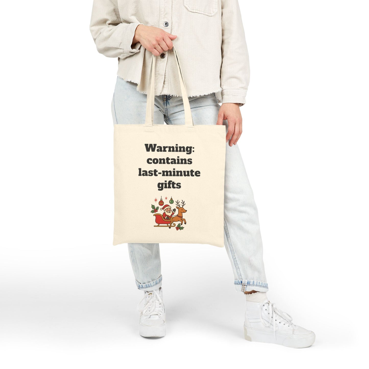 Stylish Cotton Tote Bag ''Warning: contains last-minute gifts''
