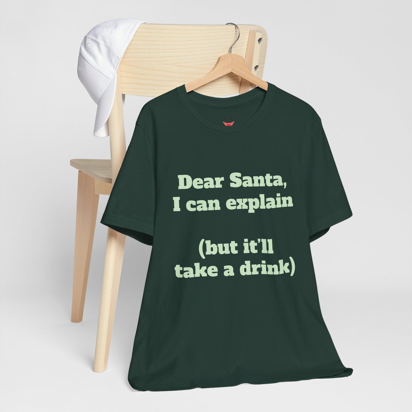Festive Short Sleeve Tee - "Dear Santa, I can explain  (but it’ll take a drink)"